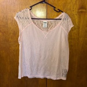 Light Pink Lace Back PINK T-Shirt